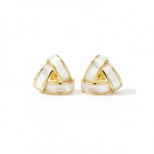 Triangle White Stud Earrings
