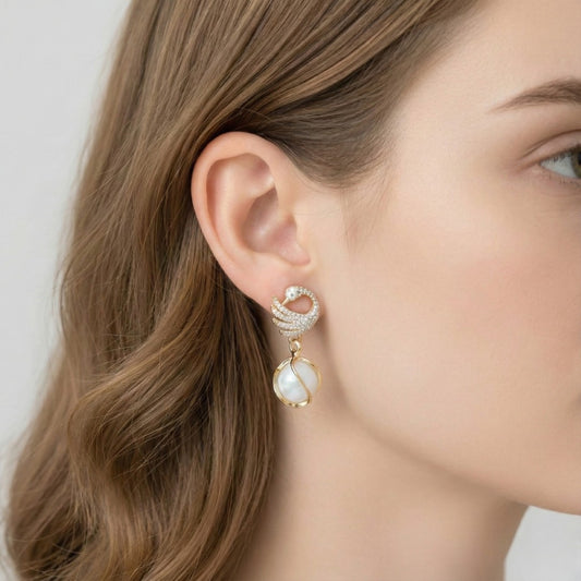 Swan Drop Earrings
