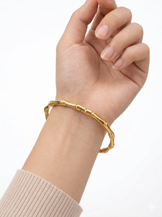 Gold Plated Bamboo Bracelet
