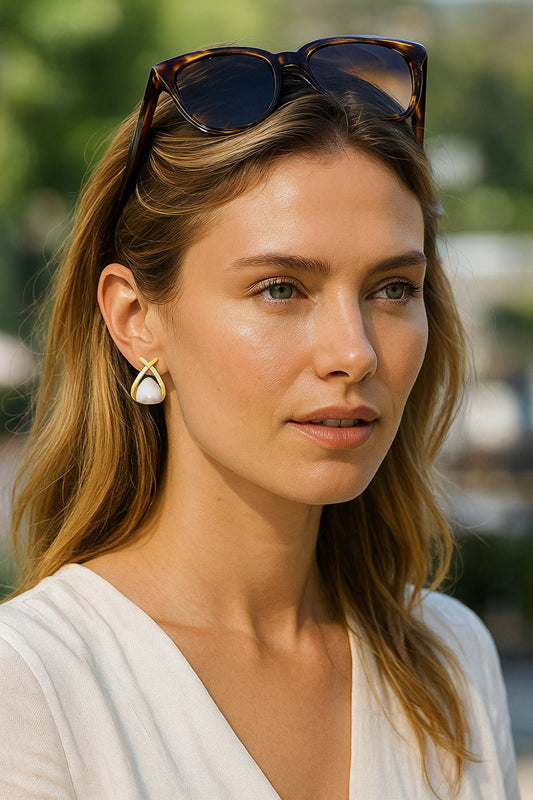 Heart Shape Fish Pearl Stud Earrings