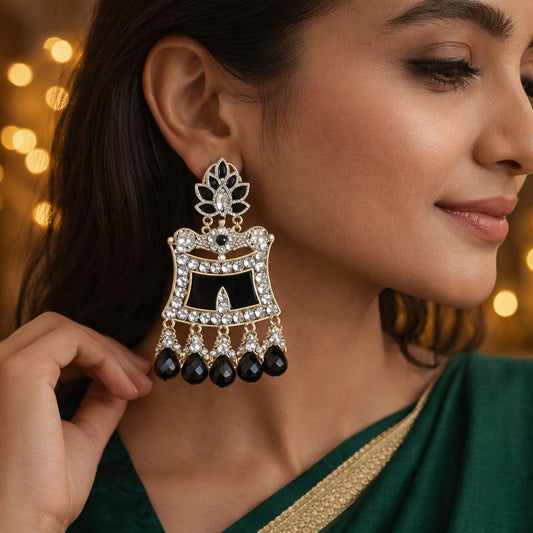 Black Jhumki Traditional Earrings