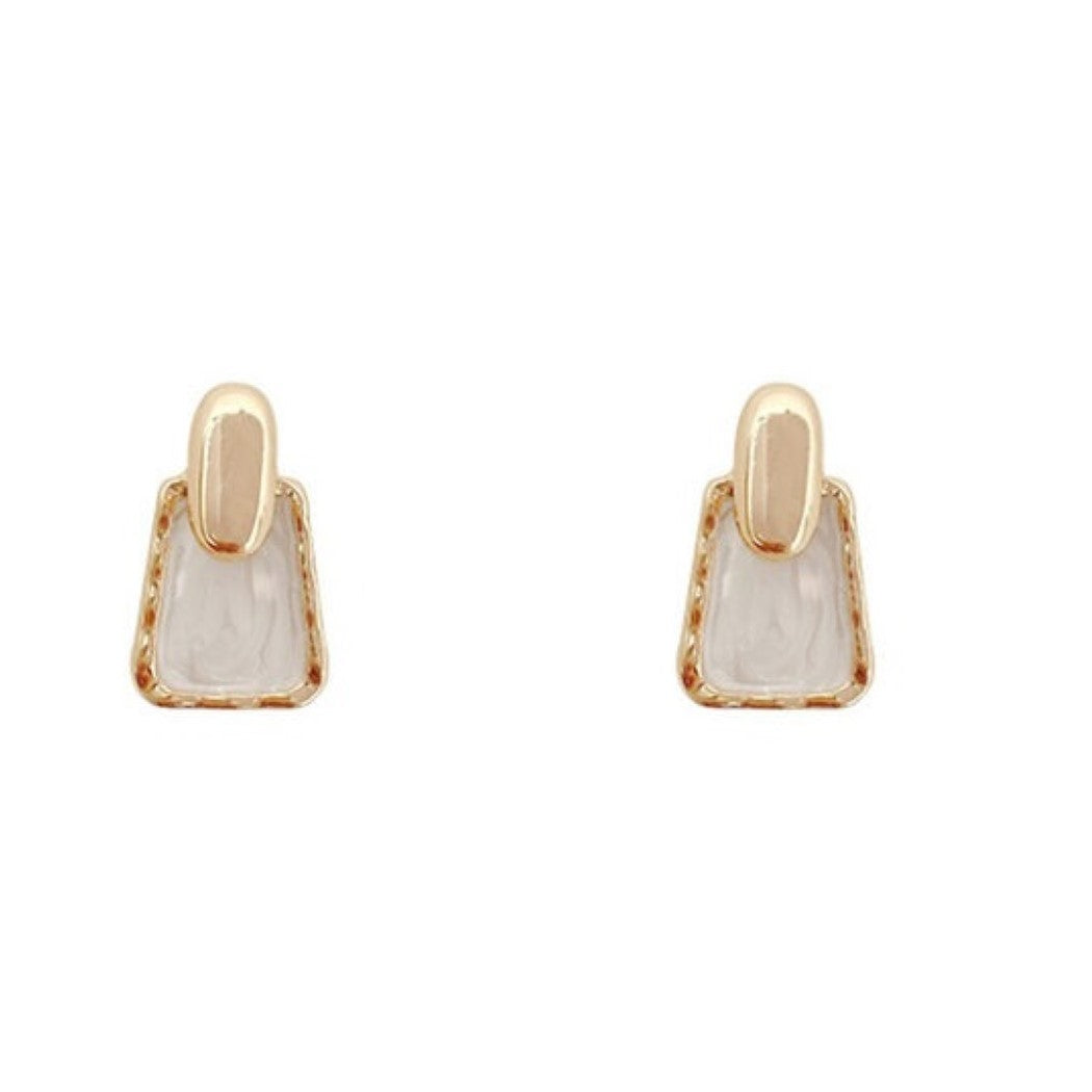 Box White Stud Earrings