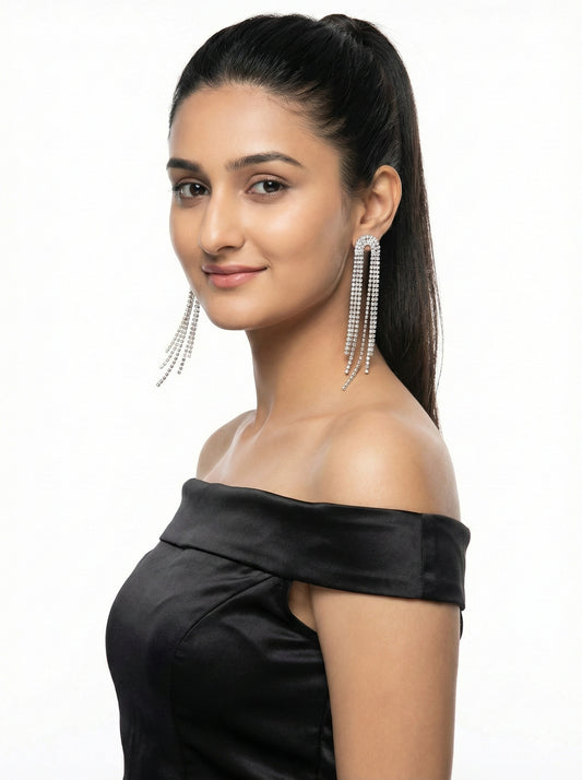 Silver Fringe Tassel Earrings