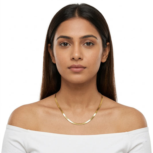 Herringbone Flat Chain Choker Necklace