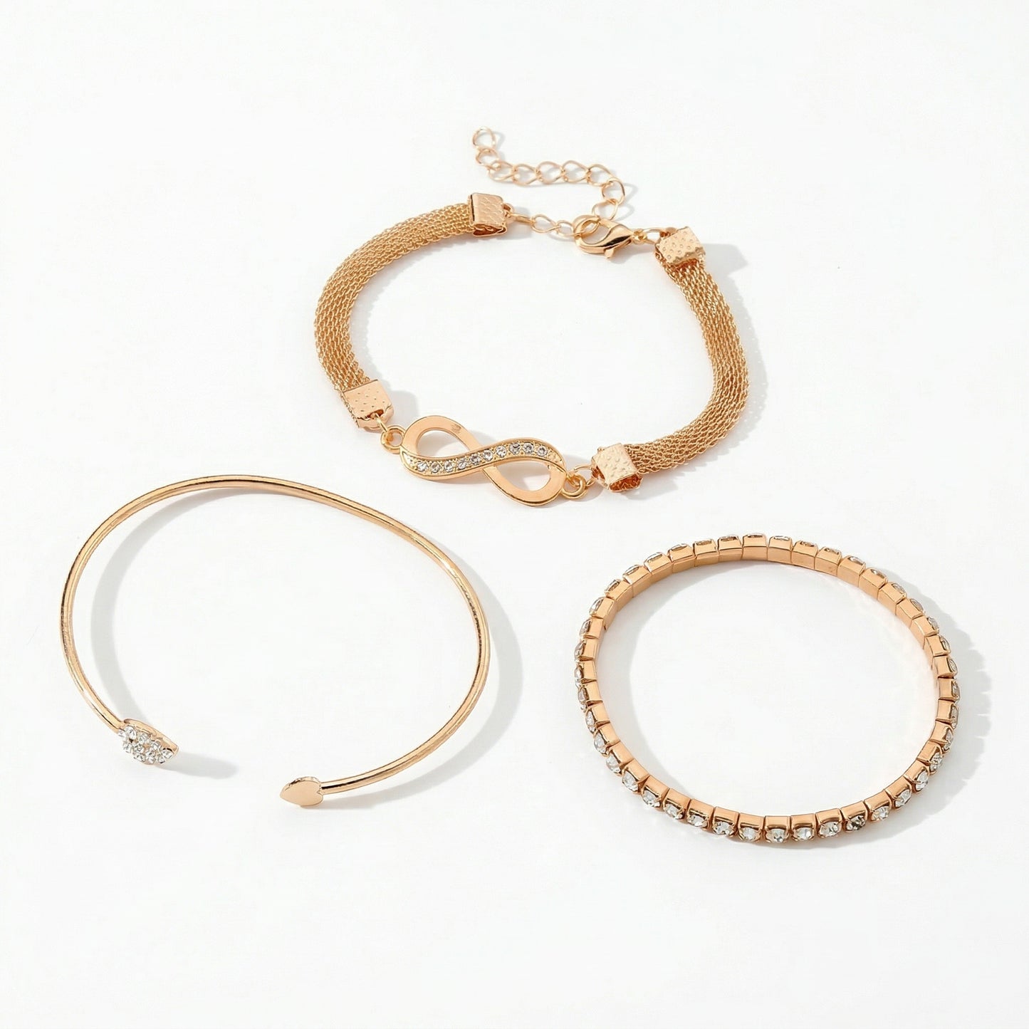Gold Plated Infinity Bracelet Stack Combo of 3
