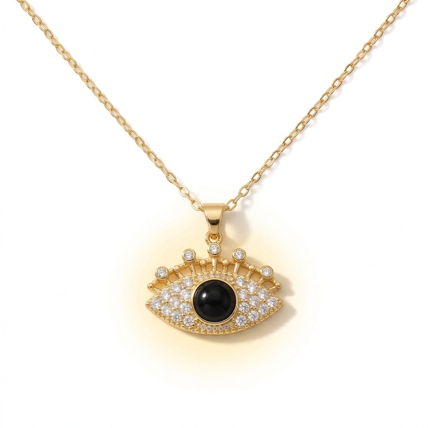 Evil Eye Necklace Gold Plated with Black Stone