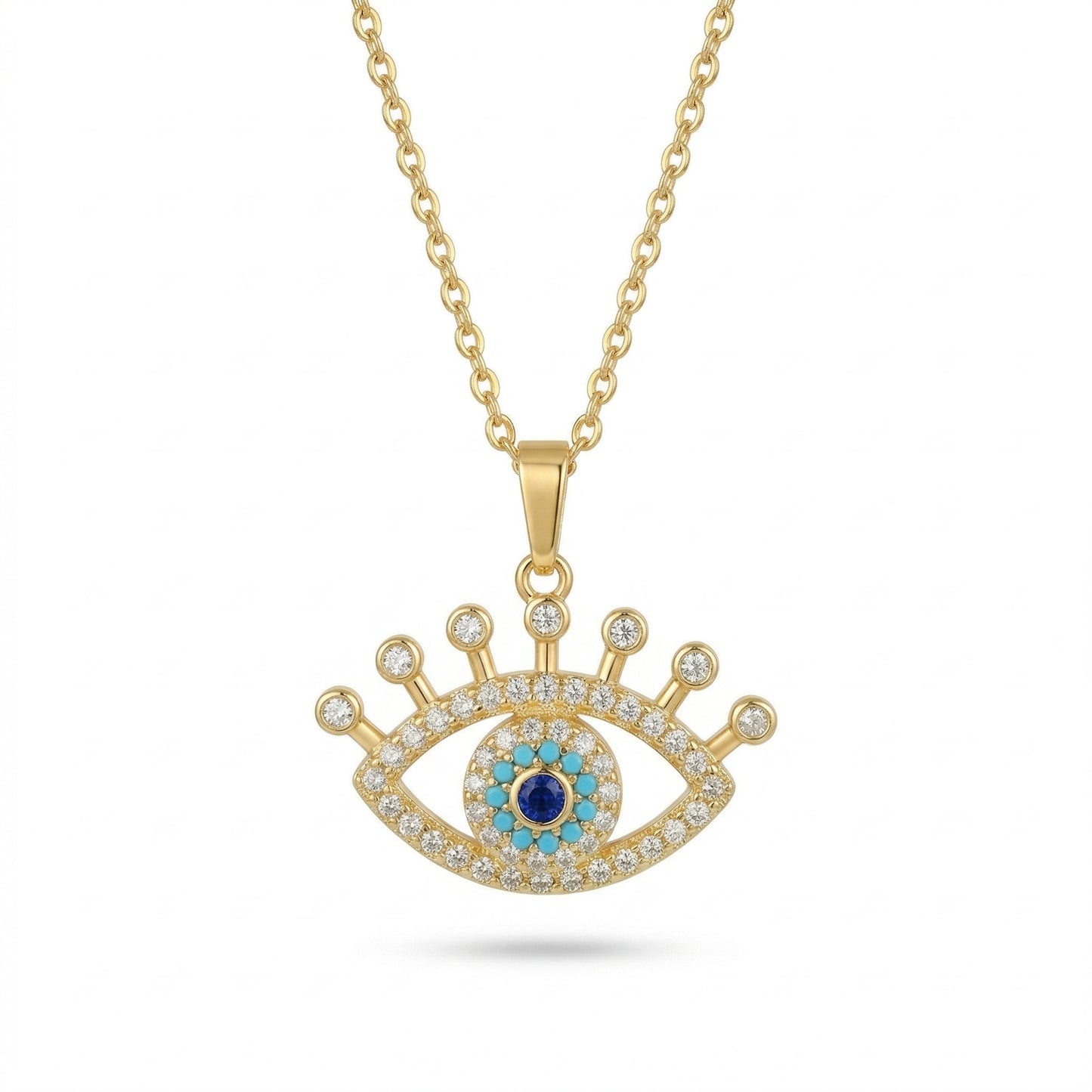 Evil Eye Necklace Gold Plated with Blue Stone