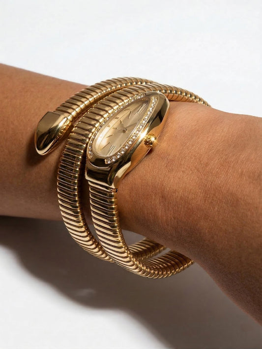 Snake Wrap Watch Gold Dial