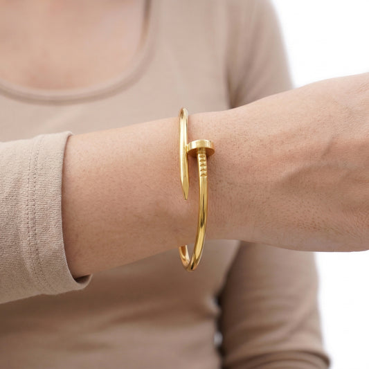 Gold Nail Bangle Bracelet
