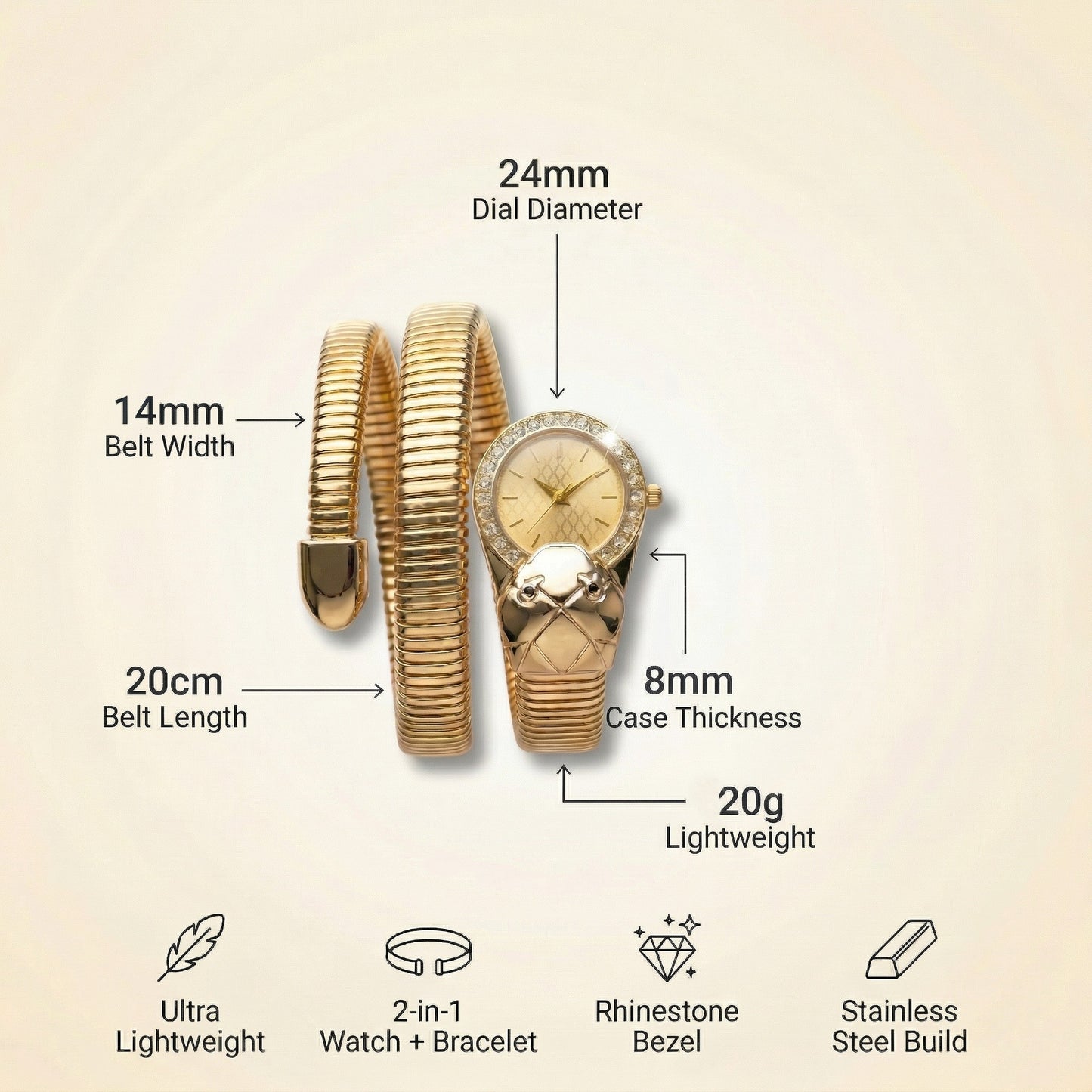 Serpenti Gold Dial Watch