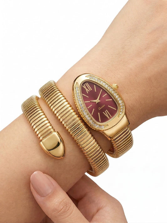 Snake Wrap Watch Maroon Dial