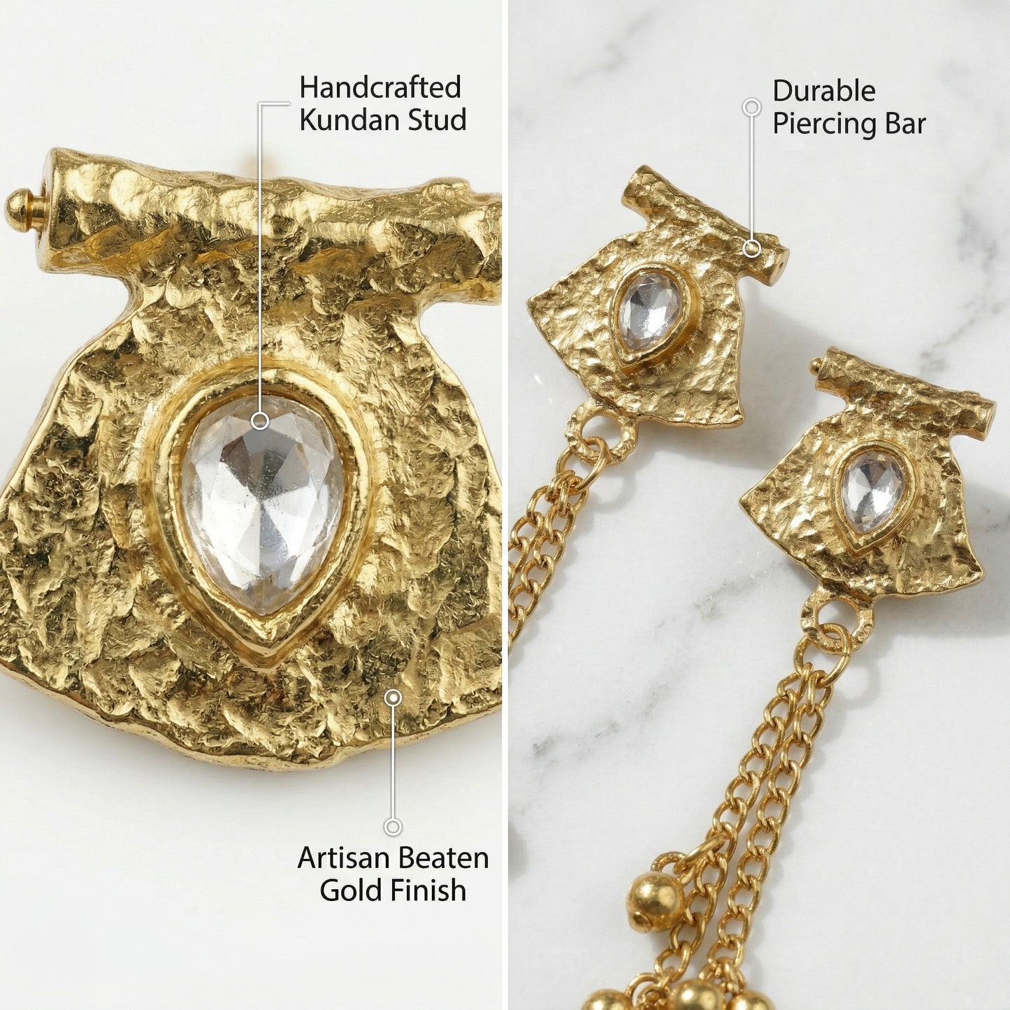 Handcrafted Kundan Stud Kashmiri Earrings