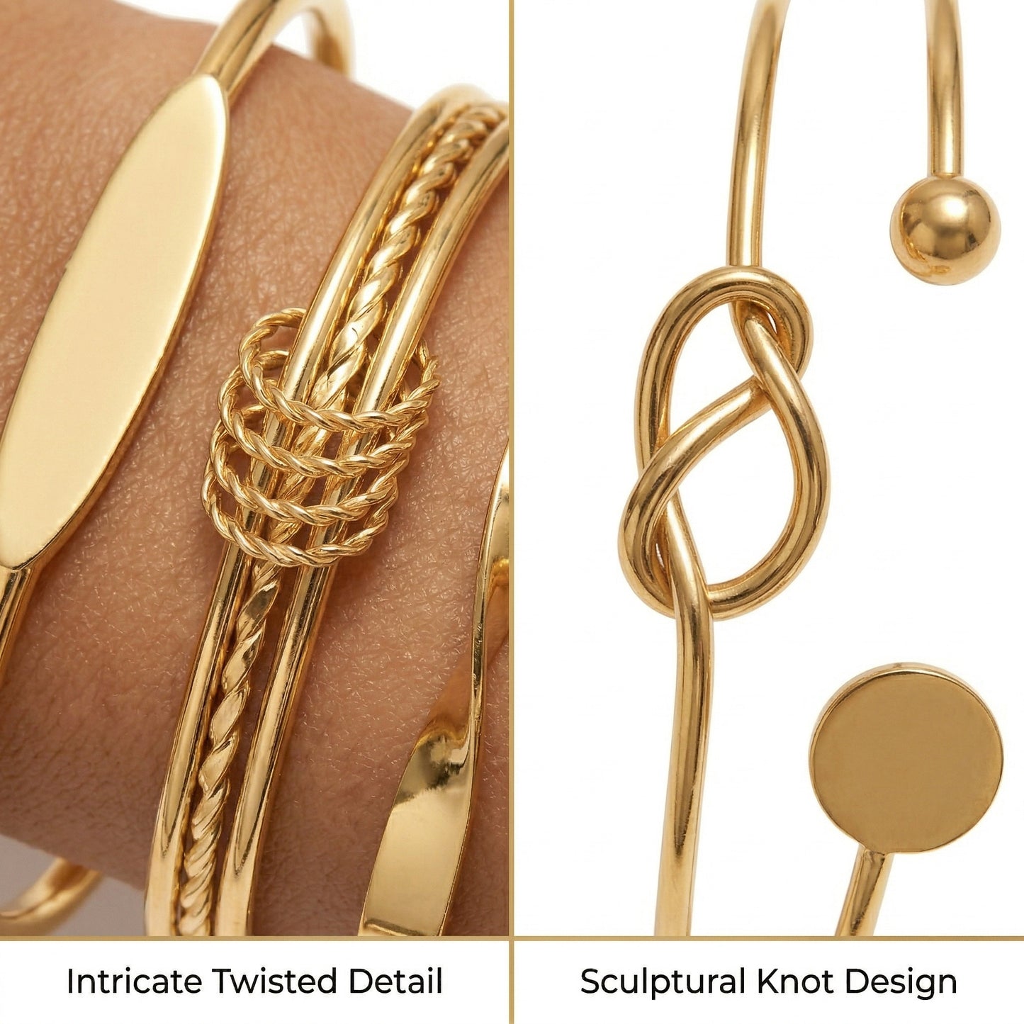 Gold Plated Bangle Bracelet Stack Combo of 5