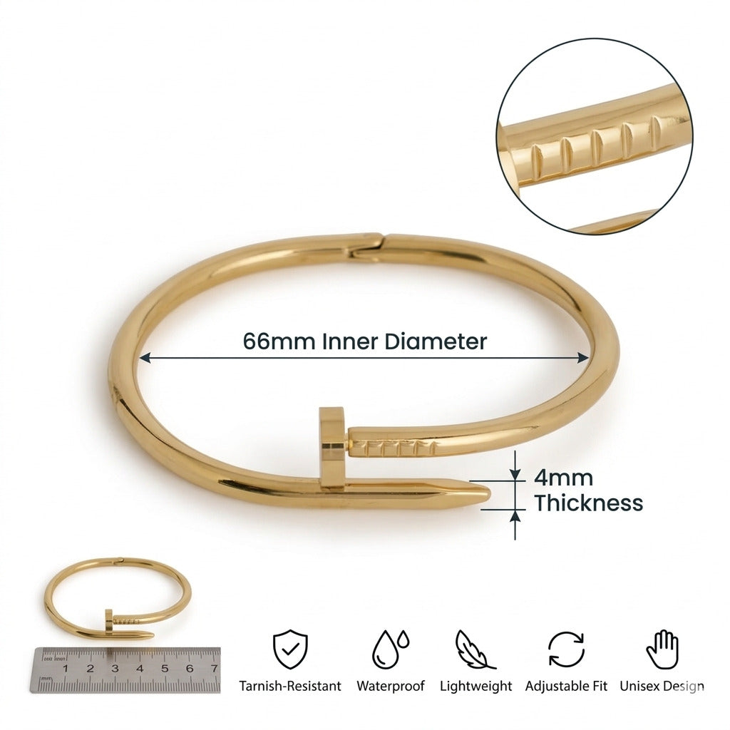 Gold Nail Bangle Bracelet