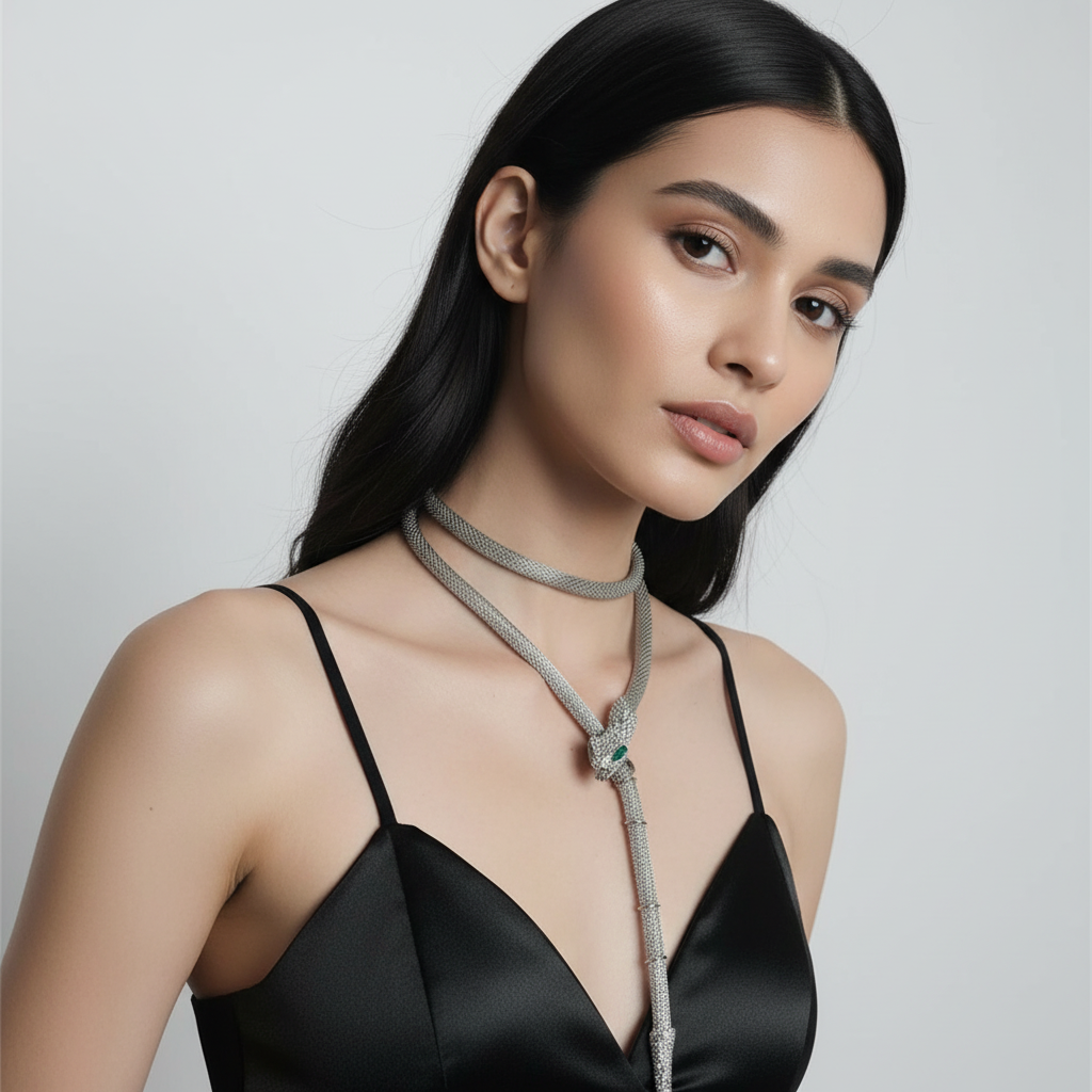 Silver Snake Choker Necklace