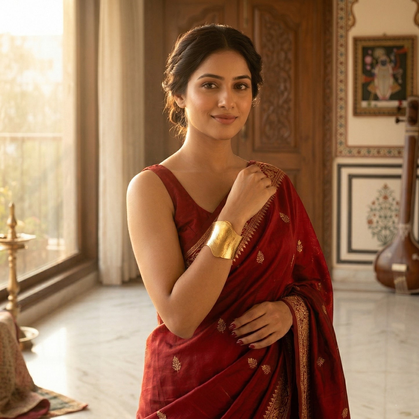 2-in-1 Open Cuff Hammered Bracelet