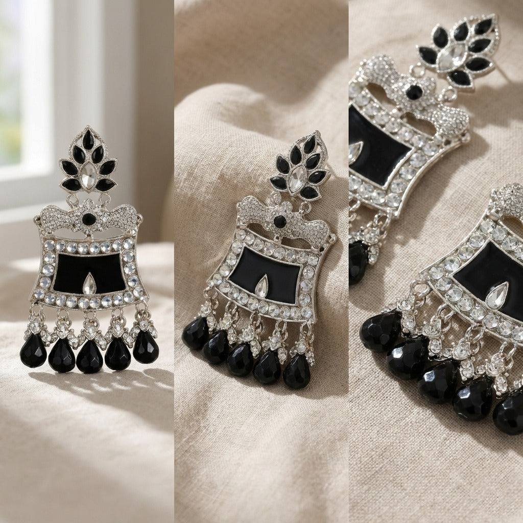 Black Jhumki Traditional Earrings