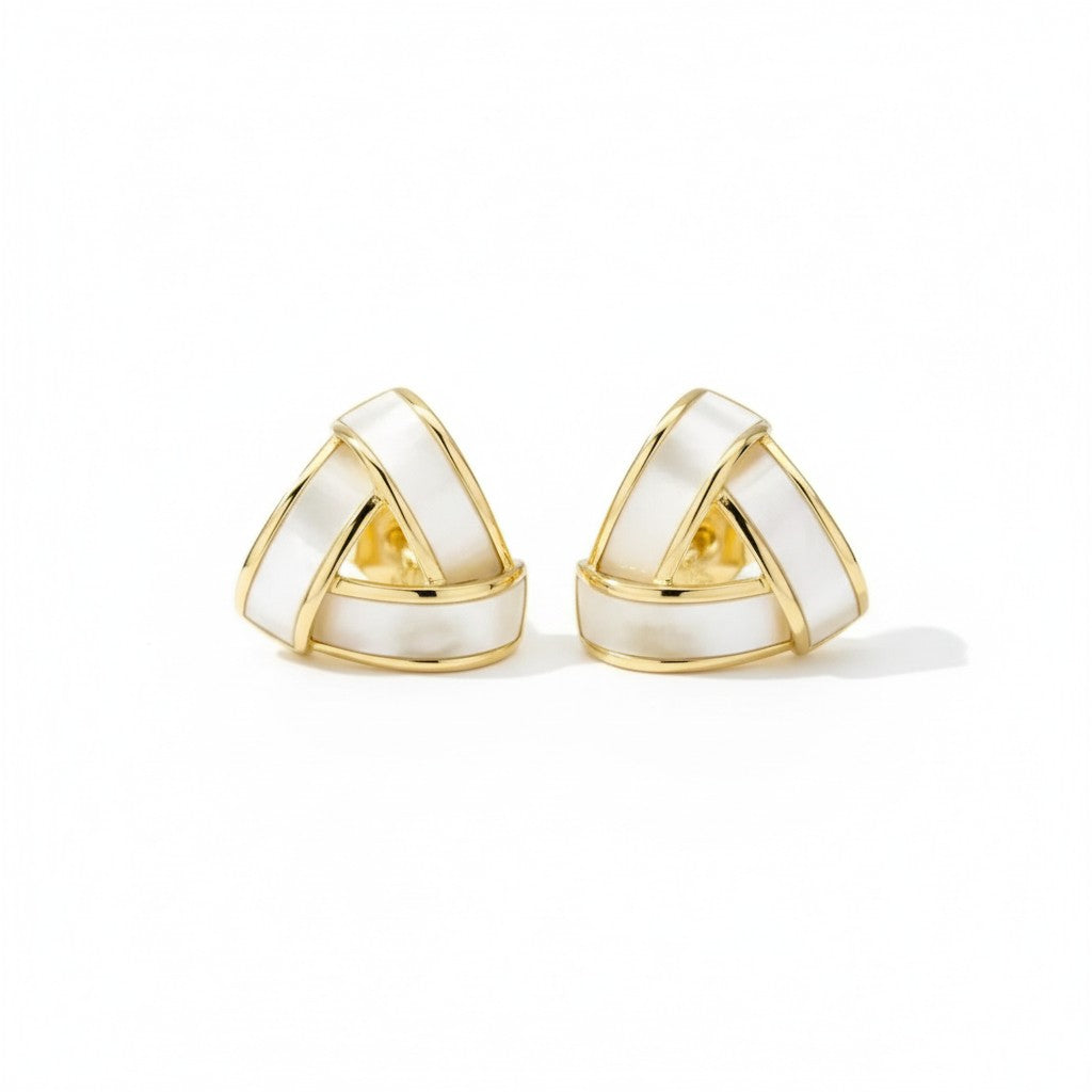 Triangle White Stud Earrings