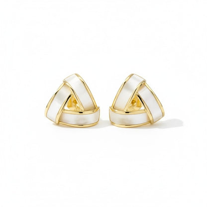 Triangle White Stud Earrings