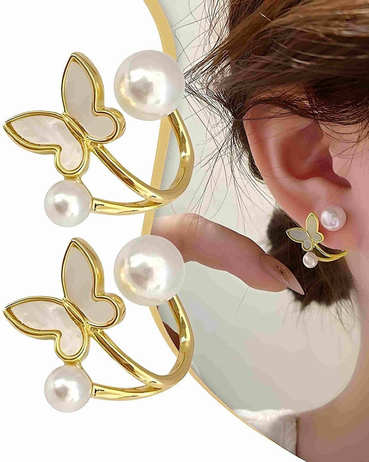 2 in 1 Butterfly Stud Earrings