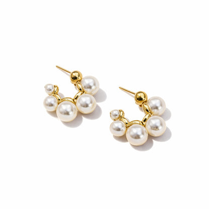 5 Joint Pearl Hoop Earrings