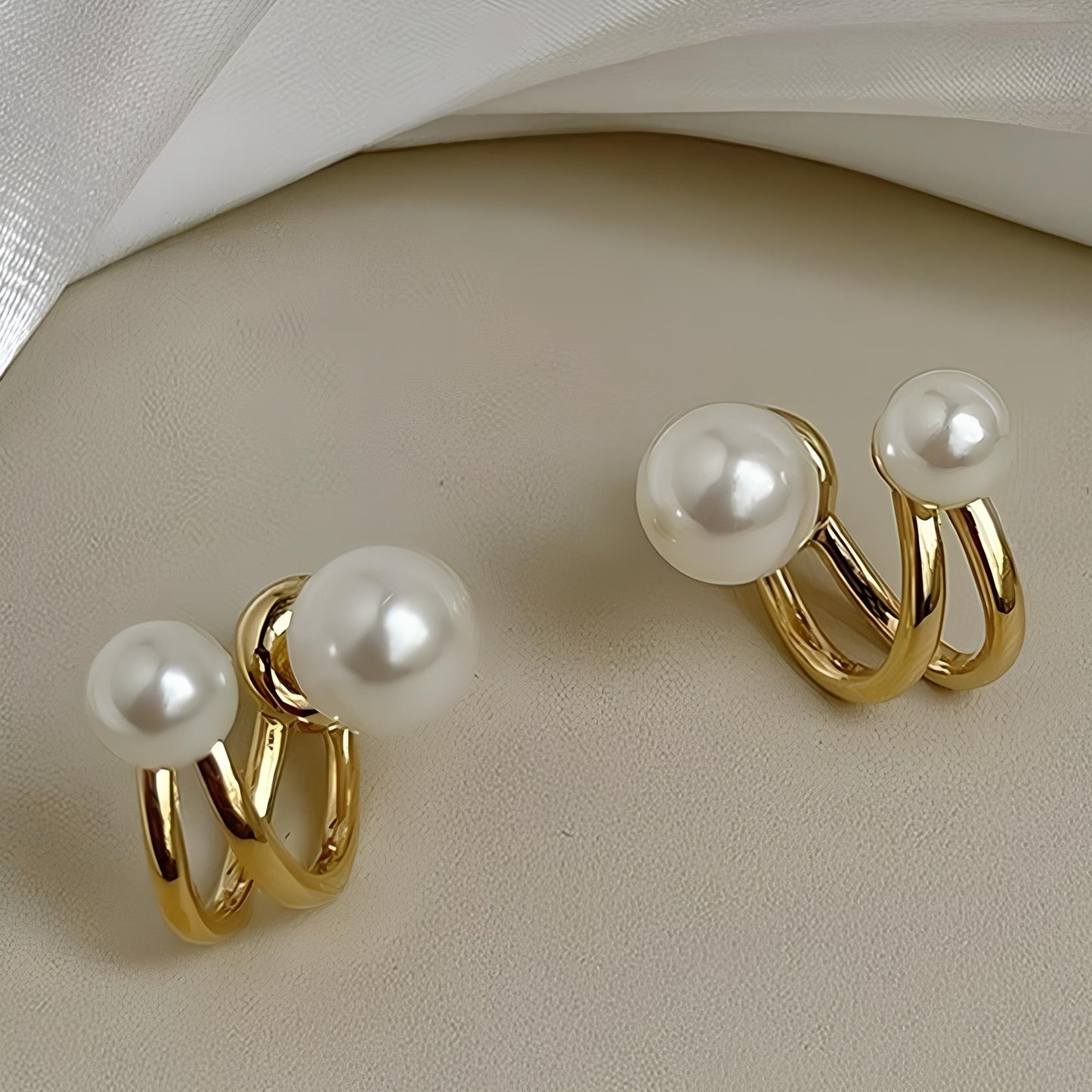 2 in 1 Elegant Double Pearl Stud Earrings