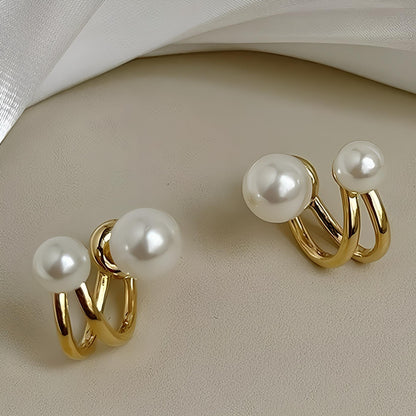 2 in 1 Elegant Double Pearl Stud Earrings
