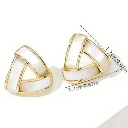 Triangle White Stud Earrings