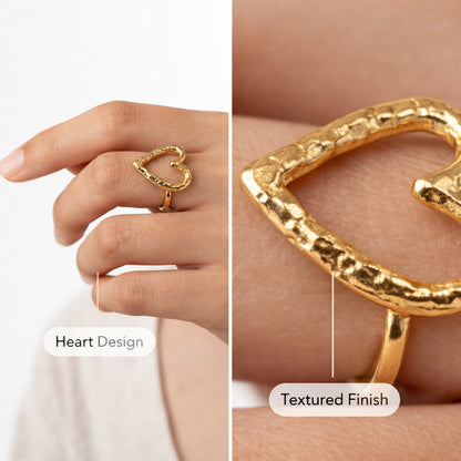 Curvy Heart Adjustable Ring