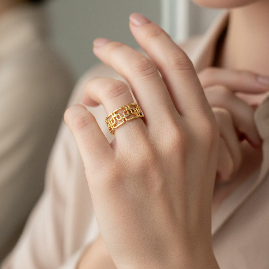 Rectangular Laps Adjustable Ring