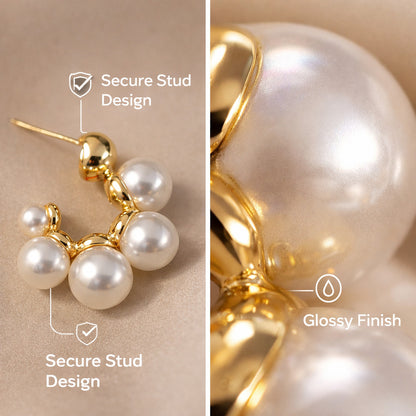 5 Joint Pearl Hoop Earrings