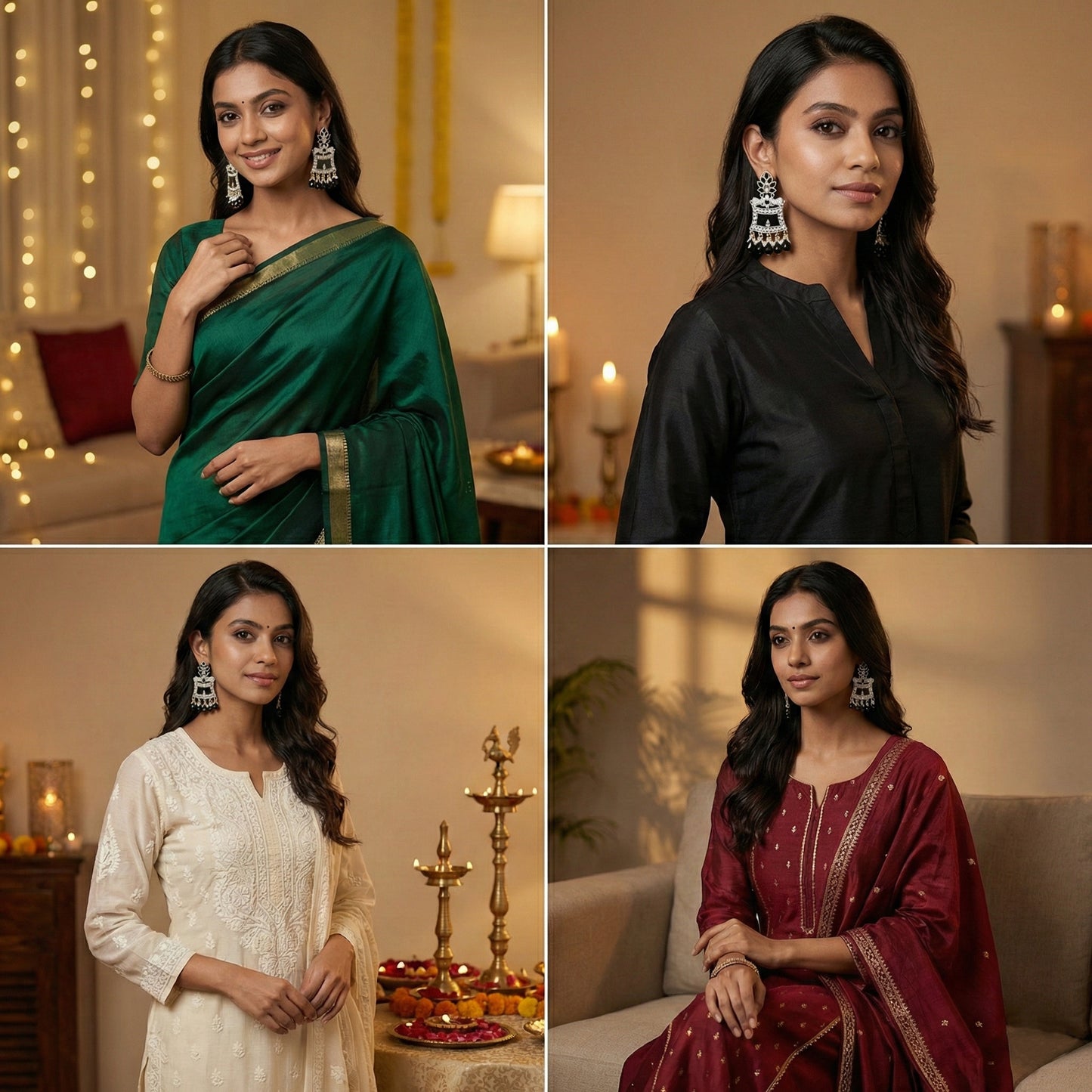 Black Jhumki Traditional Earrings