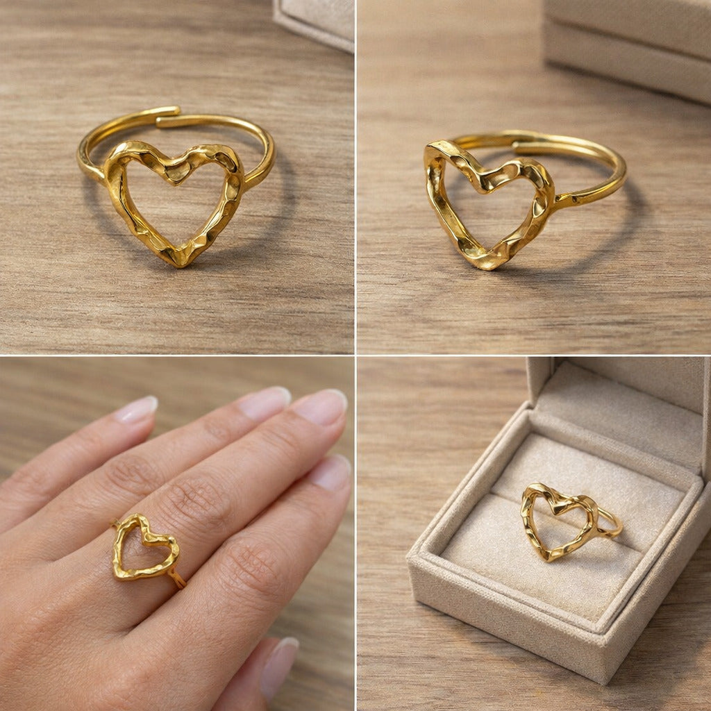 Curvy Heart Adjustable Ring