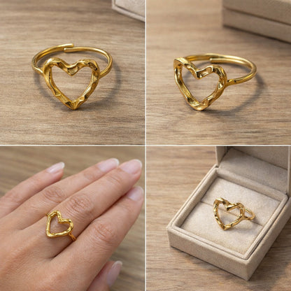 Curvy Heart Adjustable Ring