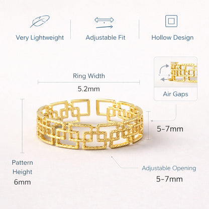 Rectangular Laps Adjustable Ring