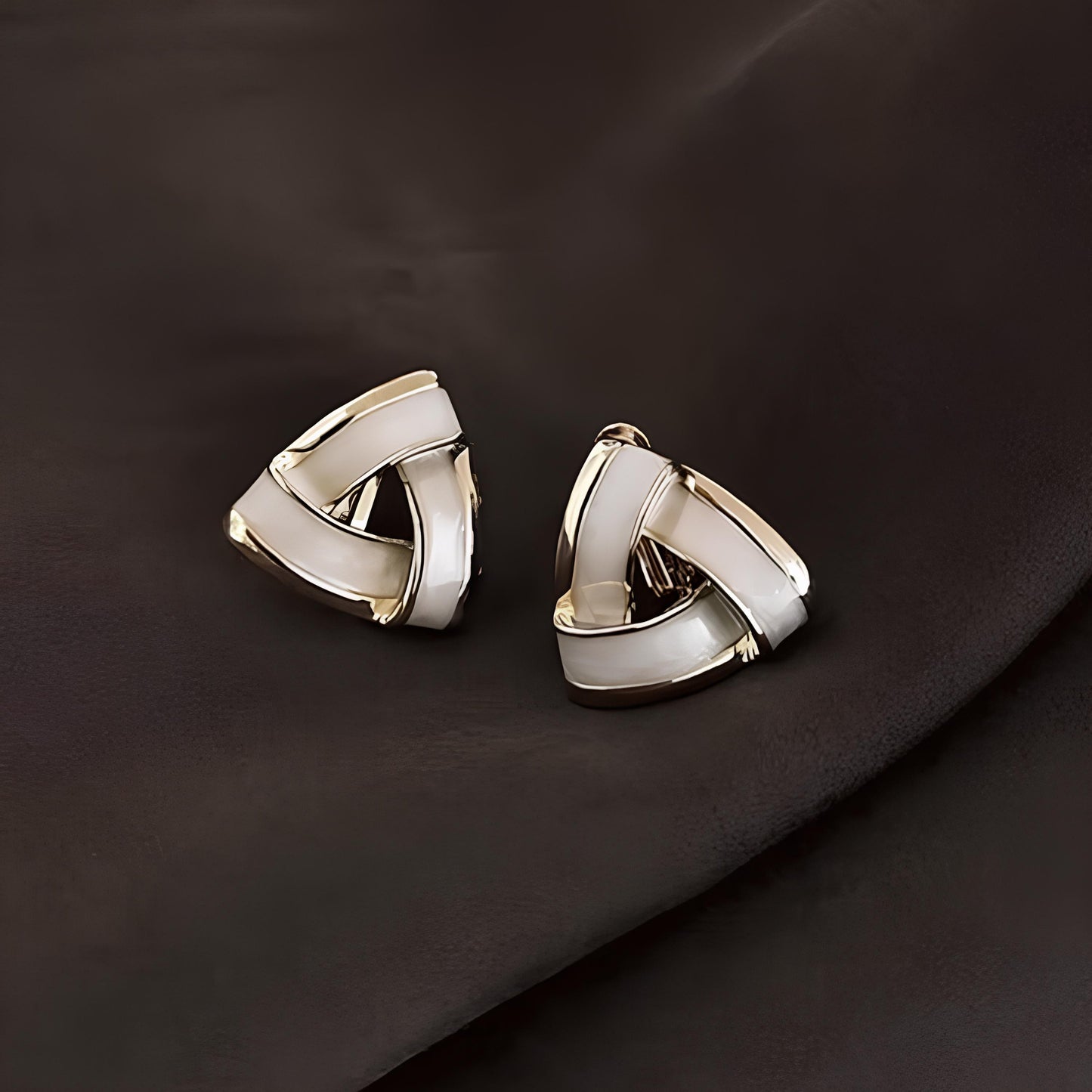 Triangle White Stud Earrings
