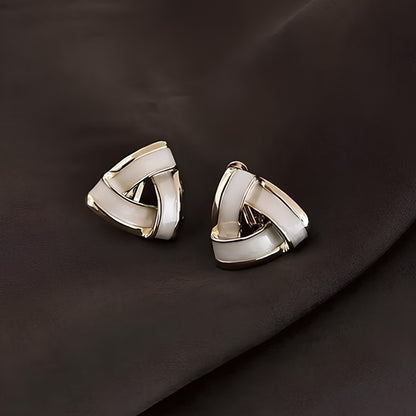 Triangle White Stud Earrings