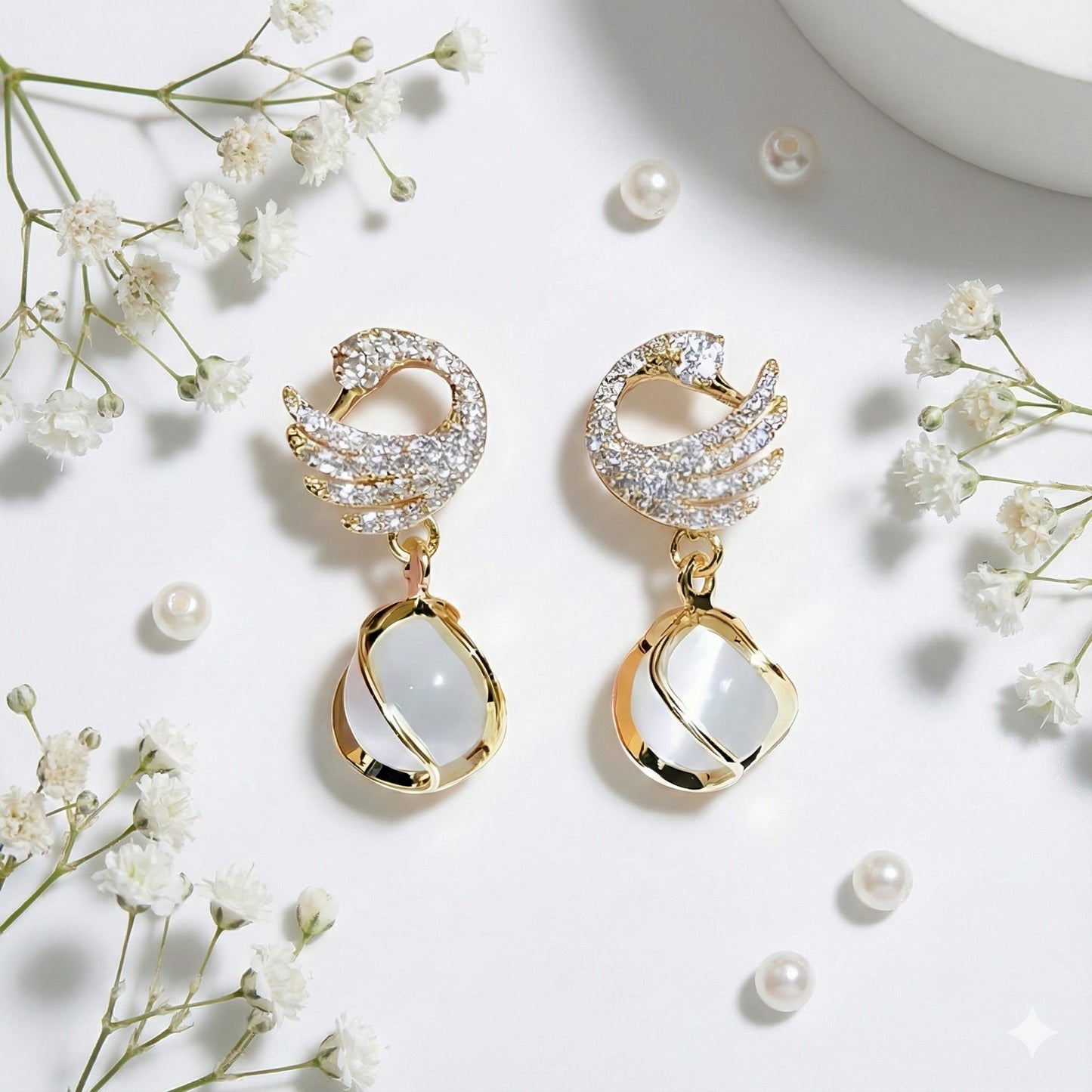 Swan Drop Earrings