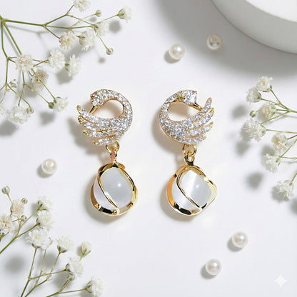 Swan Drop Earrings