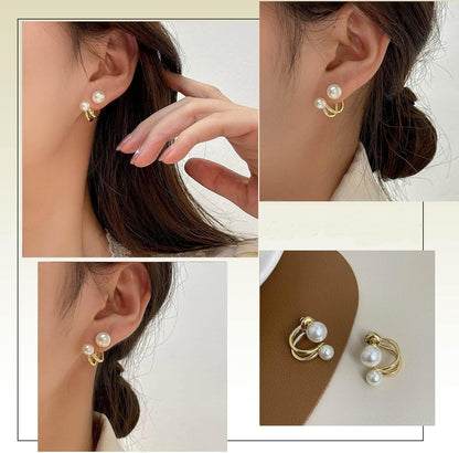2 in 1 Elegant Double Pearl Stud Earrings