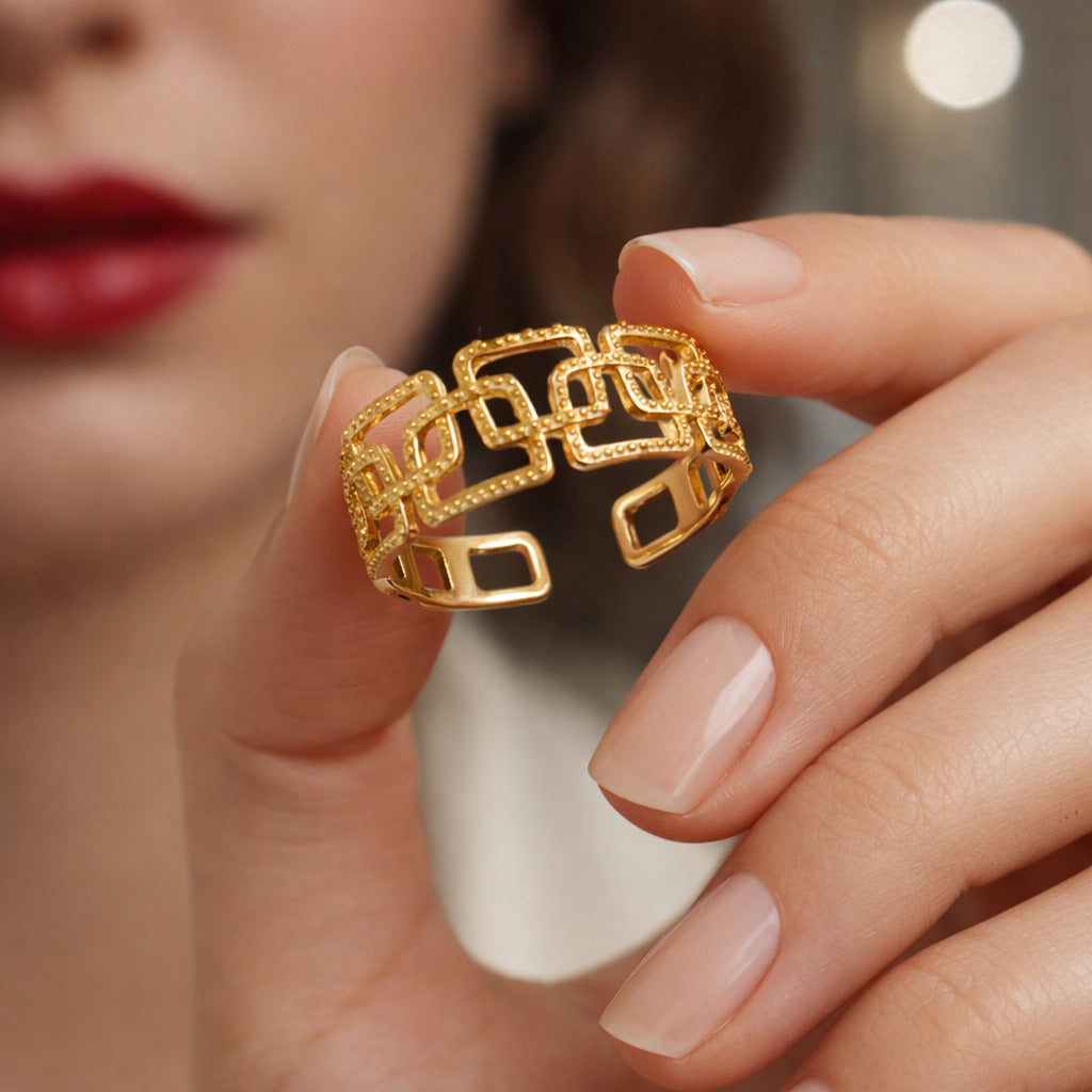 Rectangular Laps Adjustable Ring