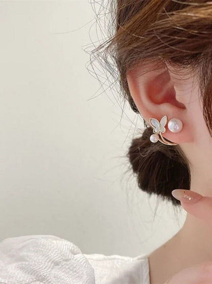 2 in 1 Butterfly Stud Earrings