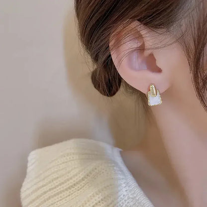 Box White Stud Earrings