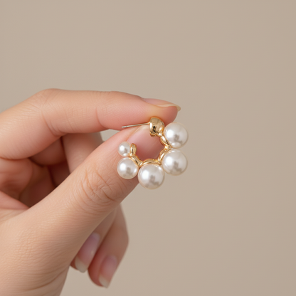 5 Joint Pearl Hoop Earrings