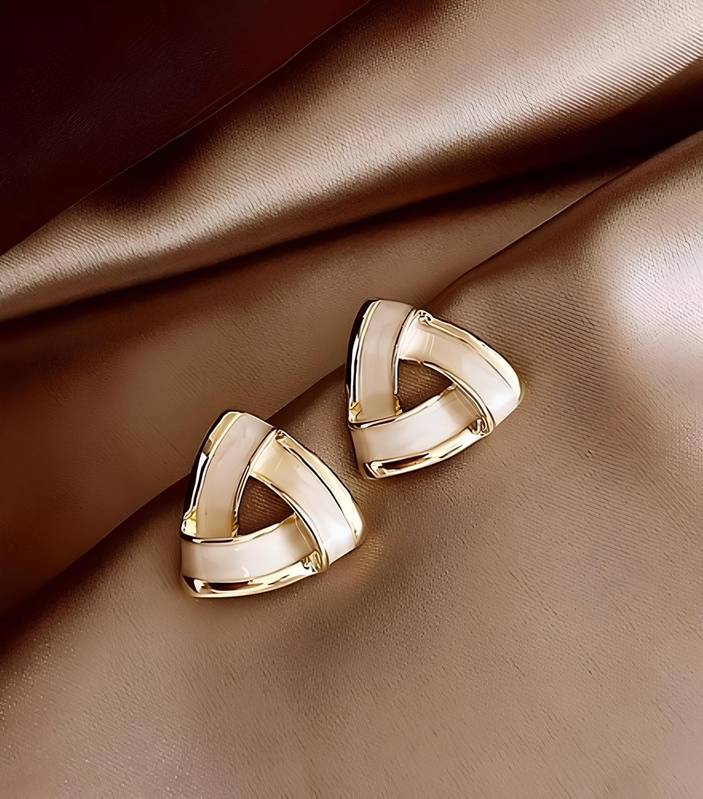 Triangle White Stud Earrings