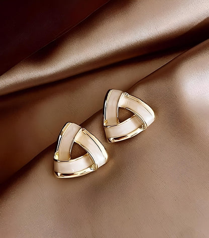 Triangle White Stud Earrings