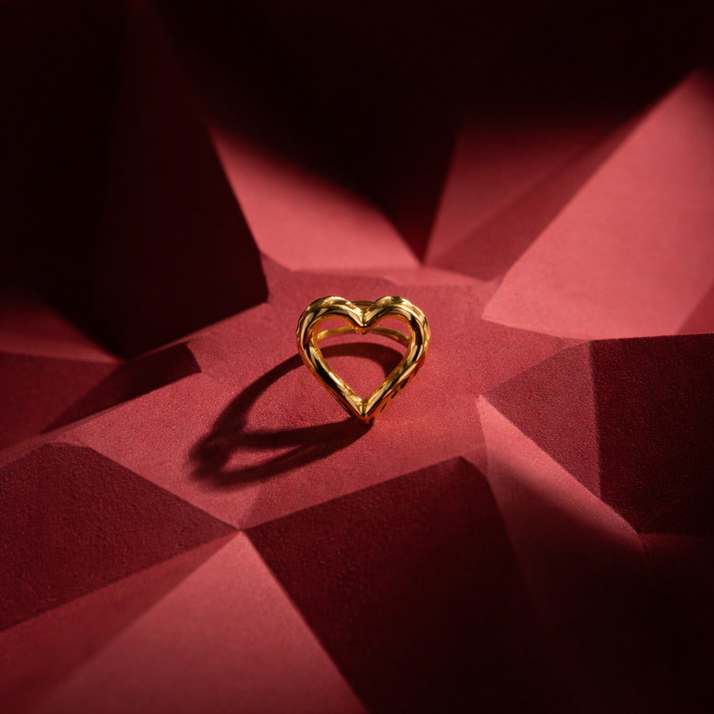 Curvy Heart Adjustable Ring