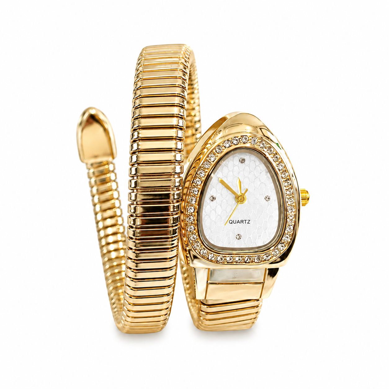 Single Layer Snake Wrap Watch White Dial