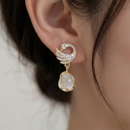 Swan Drop Earrings