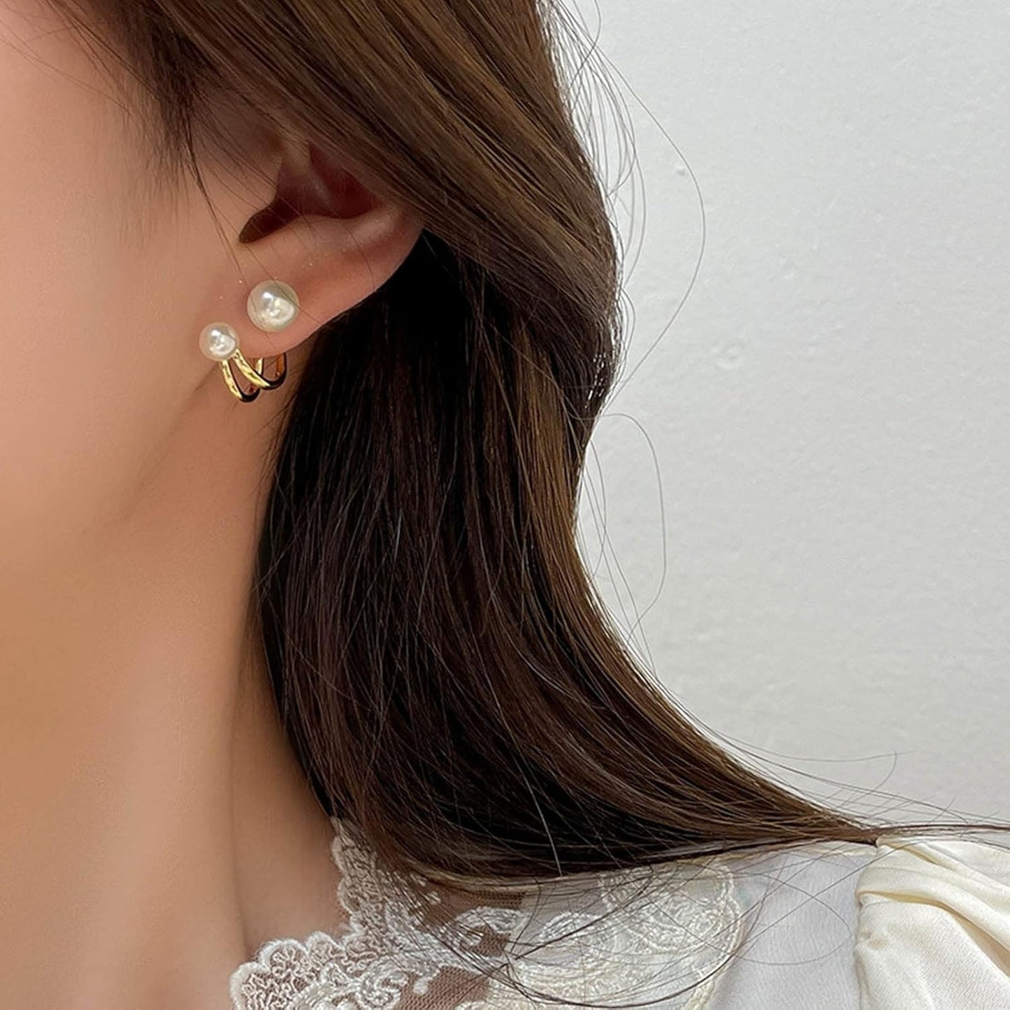2 in 1 Elegant Double Pearl Stud Earrings